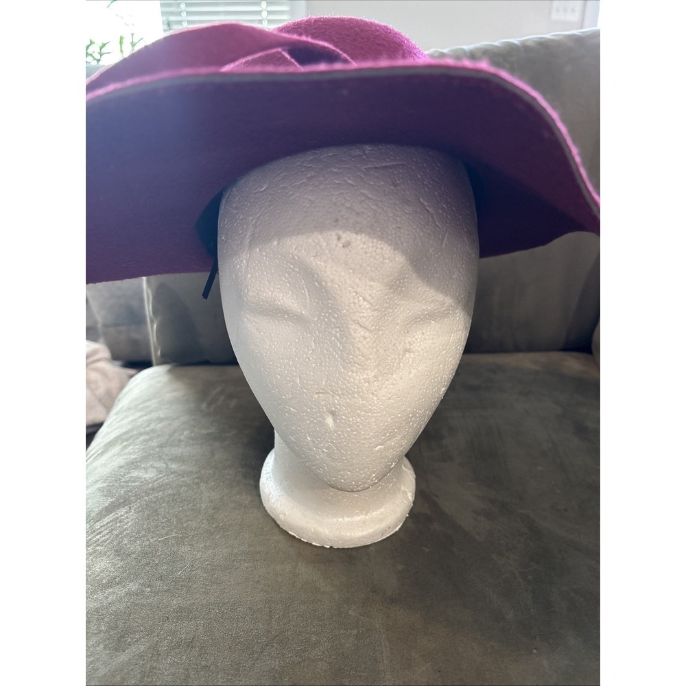 Burgundy Ladies Wavy Fall Hat Perfect For Fall Family Portraits - Picture 3 of 6